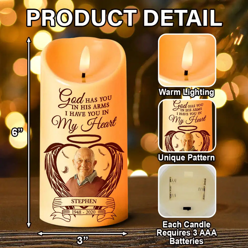 Family - Custom Photo Your Light Always Shine In My Heart - Personalized Flameless LED Candle