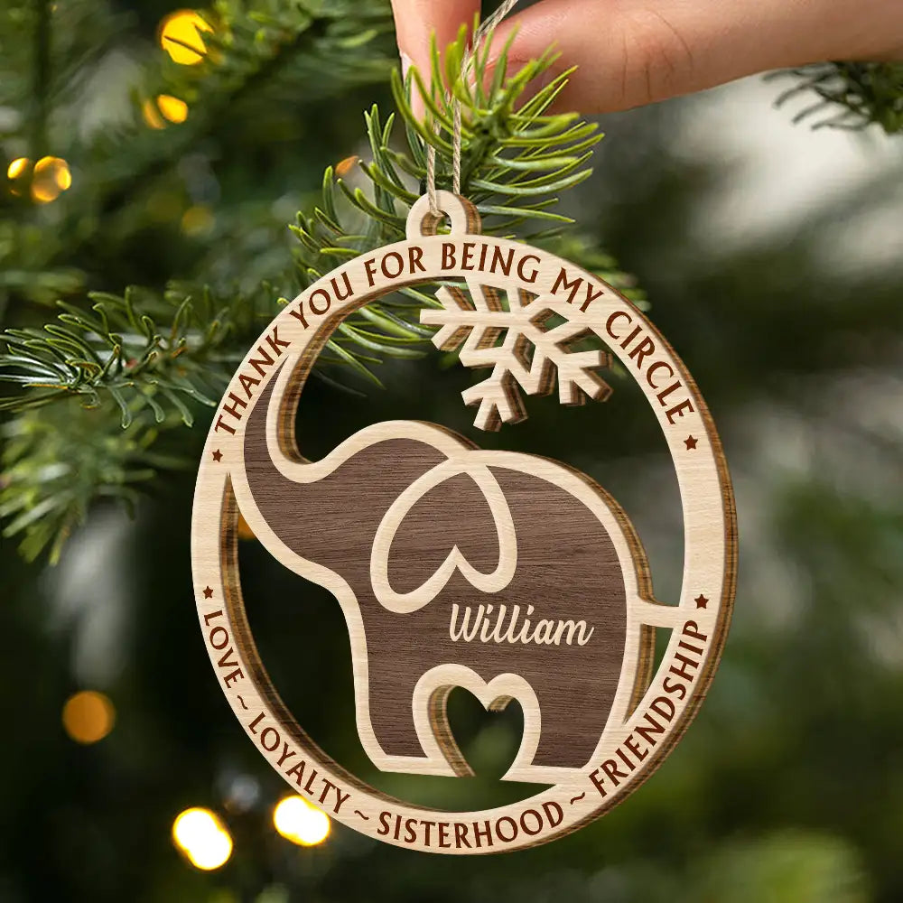 Gift For Sisters, Gift For Bestie, Gift For Women - Elephant Friendship Sisterhood Sisters Besties Keepsake - Personalized Wooden Cutout Ornament