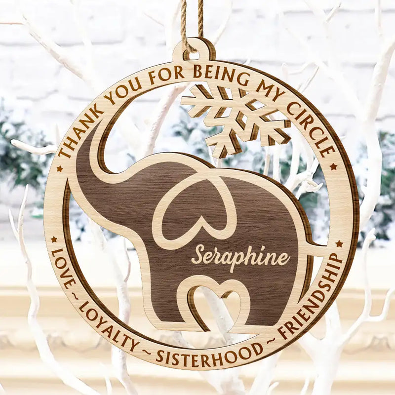 Gift For Sisters, Gift For Bestie, Gift For Women - Elephant Friendship Sisterhood Sisters Besties Keepsake - Personalized Wooden Cutout Ornament
