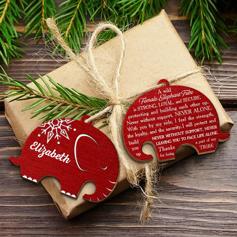 Elephant Sisterhood Sister Bestie Thank You - Personalized Wooden Ornament Print 2 Sides