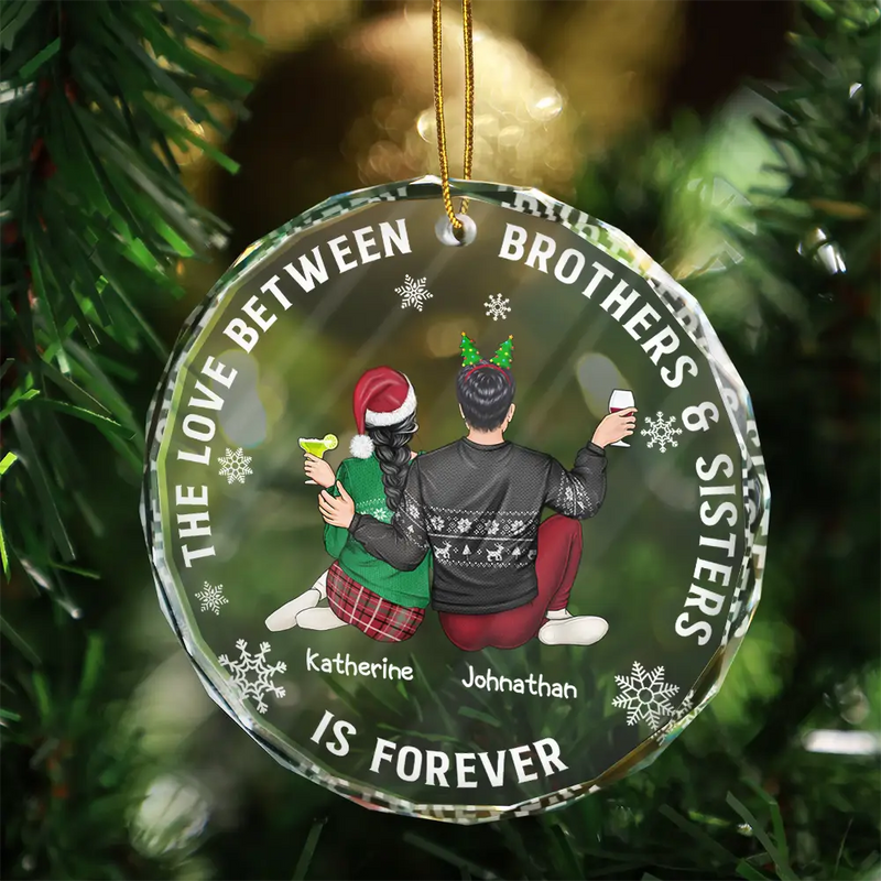 Gift For Sisters, Gift For Sibling, Family - The Greatest Gift Our Parents Gave Us Family Sisters Brothers - Personalized Circle Glass Ornament
