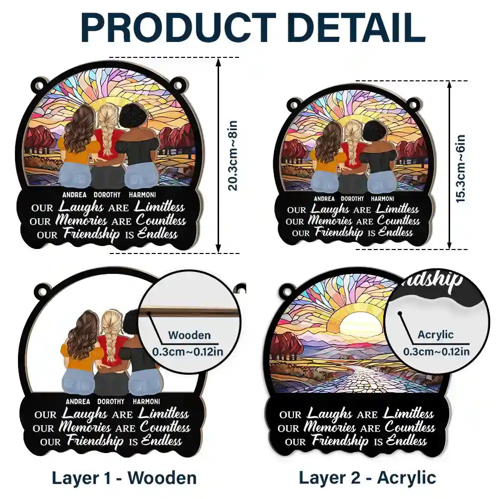 Besties Our Laughs Are Limitless Best Friends - Personalized Window Hanging Suncatcher Ornament