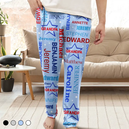 Noms personnalisés pour grand-père et petits-enfants - Pantalon de pyjama personnalisé 