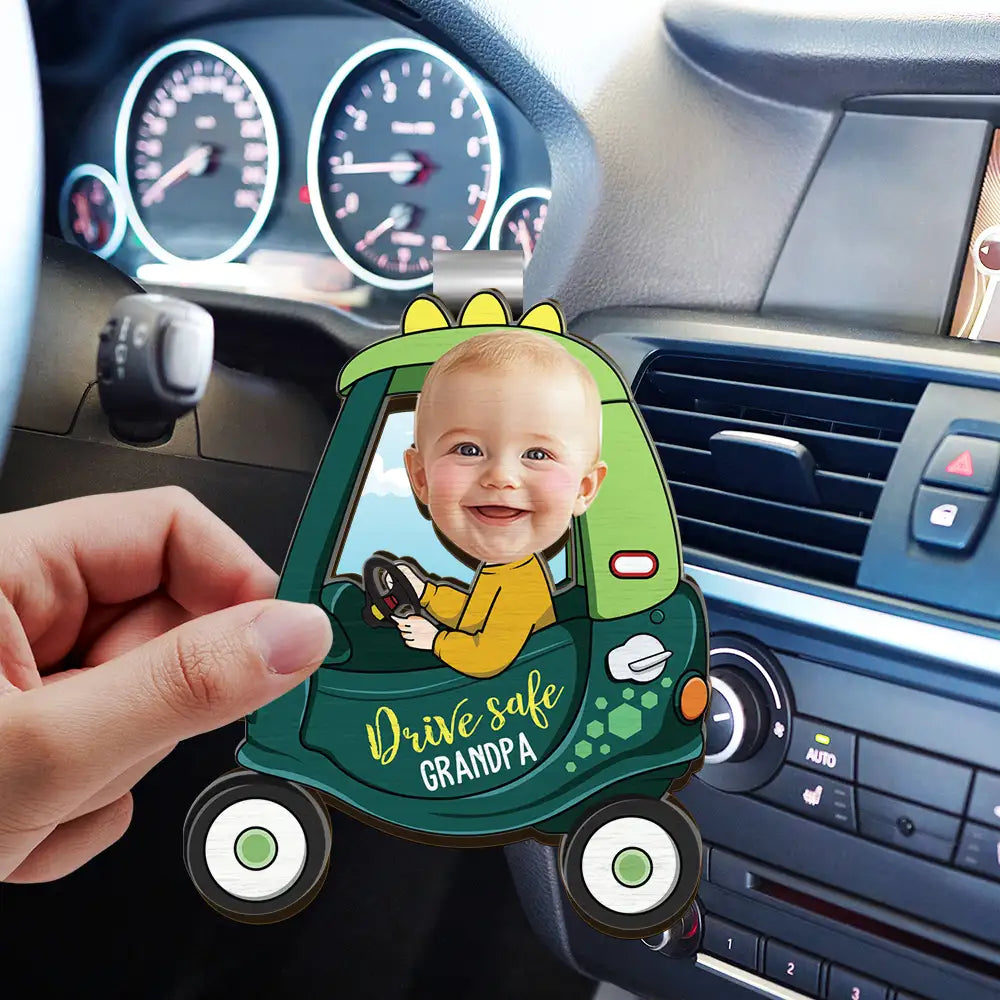 Gift For Father - Custom Photo Cute Baby Drive Safe Daddy - Personalized Custom Shaped Car Visor Clip
