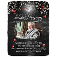 Memorial - Custom Photo A Hug From Heaven When You Really Miss Me Memorial - Personalized Fleece Blanket, Sherpa Blanket