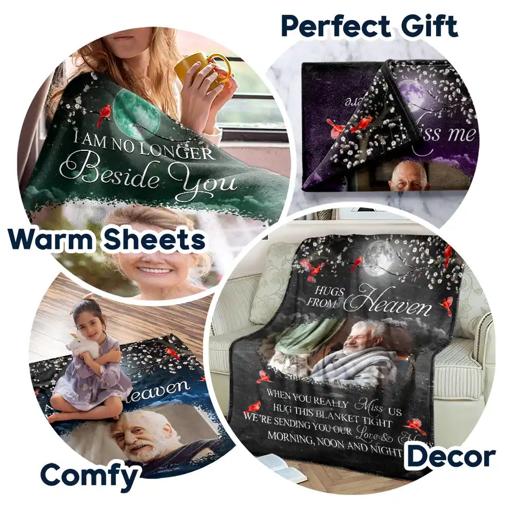 Memorial - Custom Photo A Hug From Heaven When You Really Miss Me Memorial - Personalized Fleece Blanket, Sherpa Blanket