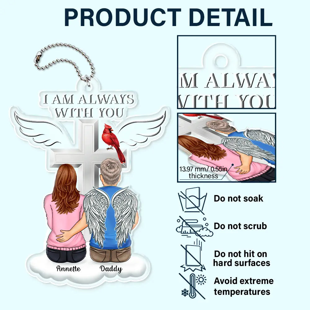 Family - Back Family Memorial I'm Always With You Cross On Cloud - Personalized Acrylic Car Hanger