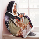 Memorial - Custom Photo A Hug From Heaven When You Really Miss Me Memorial - Personalized Wearable Hooded Blanket