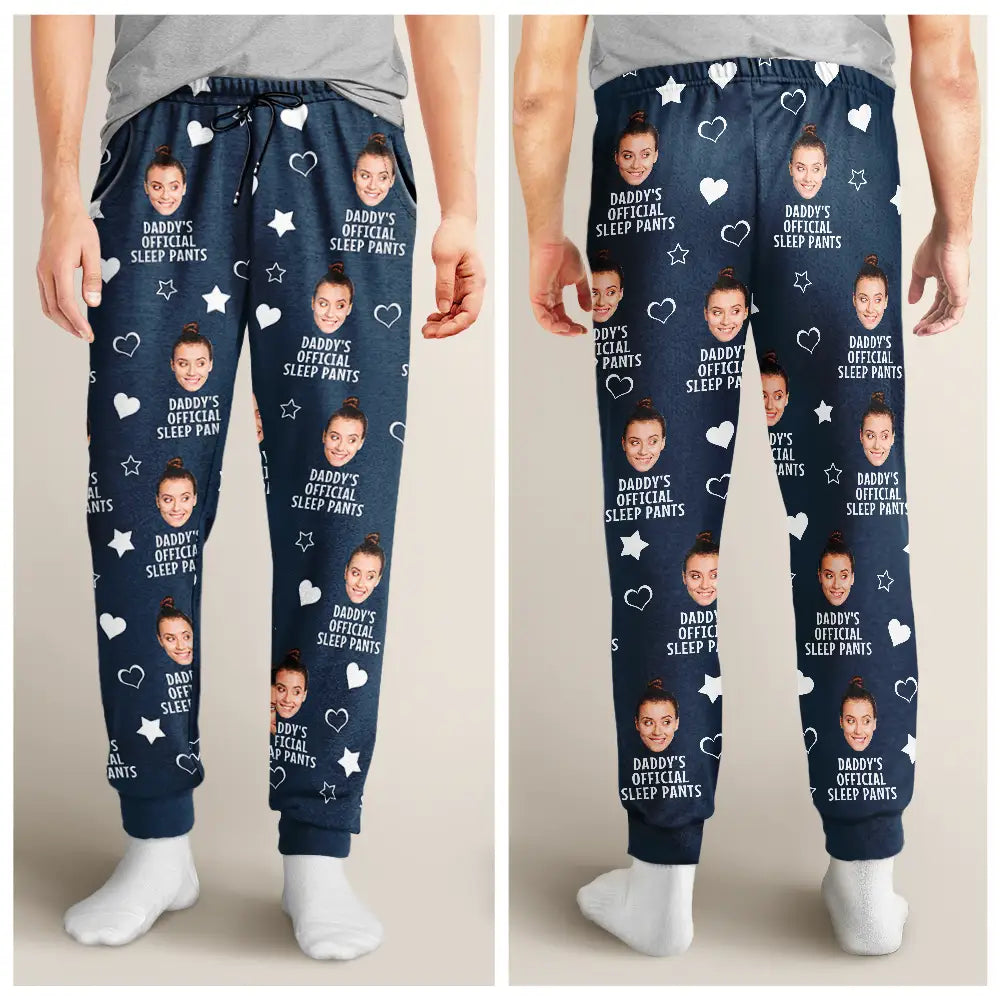 Gift For Couples, Gift For Husband - Custom Photo Funny Couple Daddy's Official Sleep Pants - Personalized Pajama Pants

