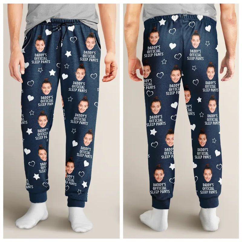 Gift For Couples, Gift For Husband - Custom Photo Funny Couple Daddy's Official Sleep Pants - Personalized Pajama Pants
