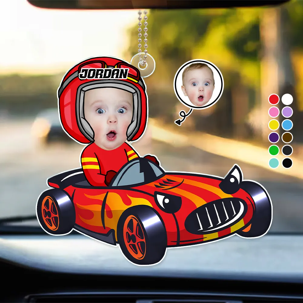 Custom Photo Racing Kid Toy Car Cute Racer - Personalized Acrylic Car Hanger
