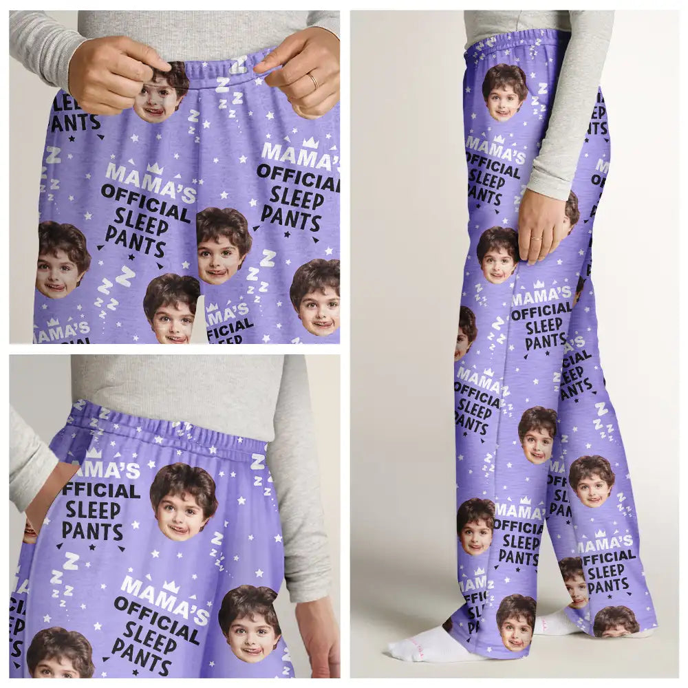 Gift For Mother,Gift For Grandma,Funny - Custom Photo Mama's Official Sleep Pants - Personalized Pajama Pants