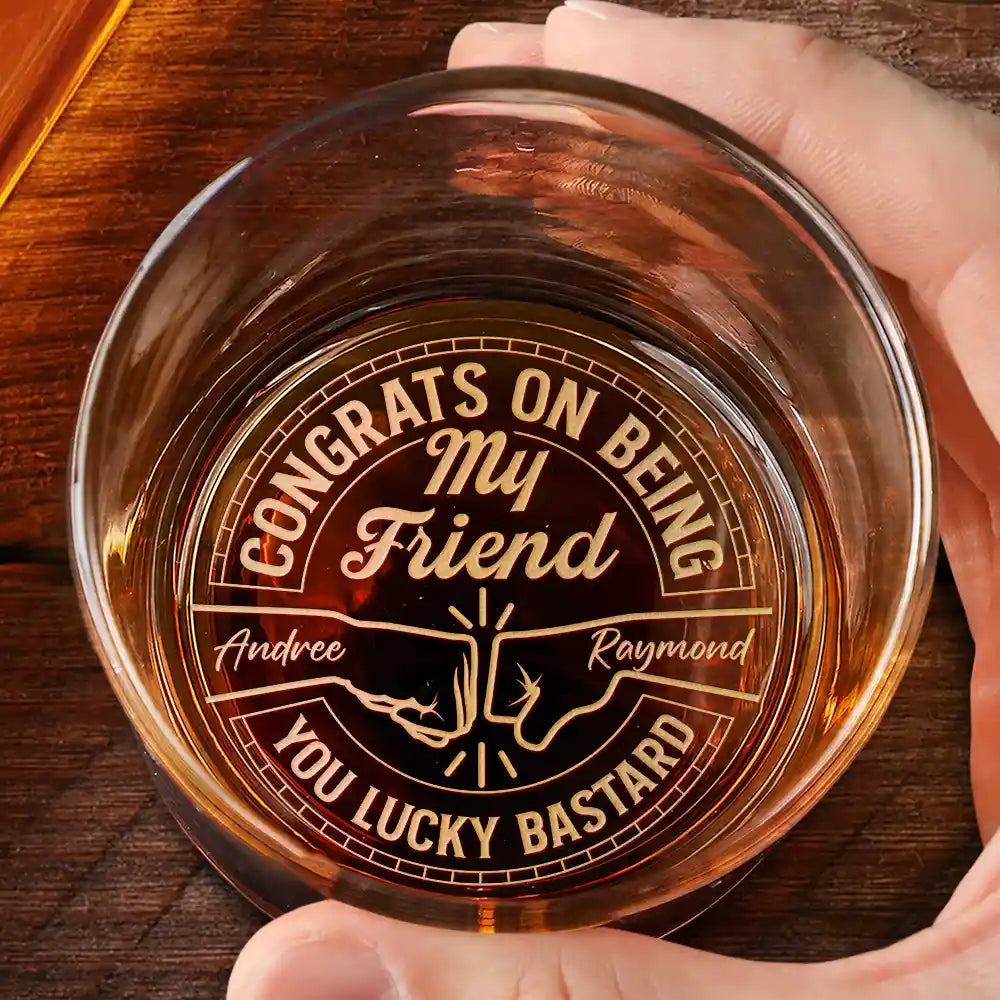 Gift For Brothers,Gift For Bestie,Gift For Men - Congrats On Being My Brother You Lucky Man - Personalized Engraved Whiskey Glass