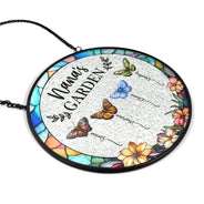 Gift For Grandma, Gift For Mother - Grandma's Garden Butterflies - Personalized Stained Glass Window Hanging Suncatcher