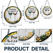 Gift For Grandma, Gift For Mother - Grandma's Garden Butterflies - Personalized Stained Glass Window Hanging Suncatcher