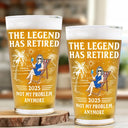 Funny,Retirement,Gift For Grandparents,Parents,Gift For Yourself,Gift For Men,Gift For Women,Gifts For Colleagues - The Legend Has Retired Not My Problem Anymore - Personalized Beer Glass