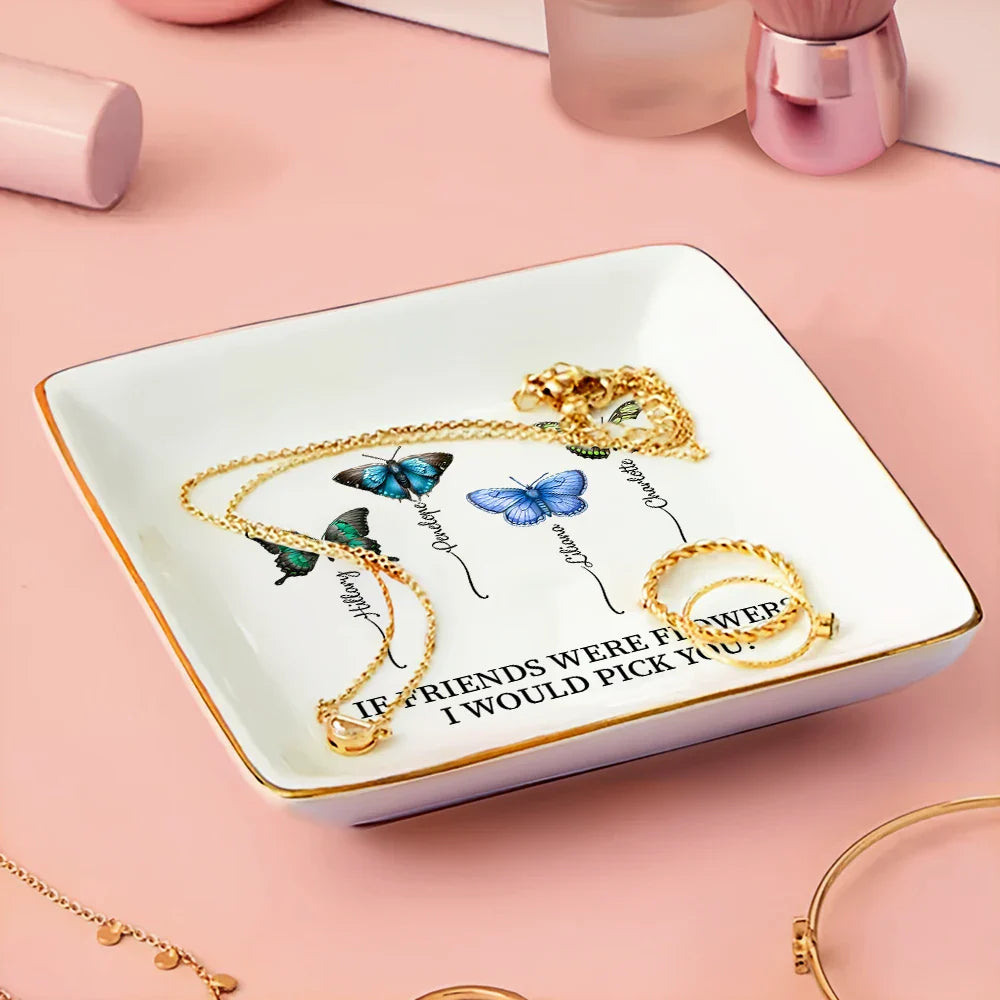 Happy,Old Best friends,Gift For Bestie,Gifts For Colleagues - It Takes A Long Time To Grow An Old Friend Butterflies - Personalized Ring Dish