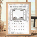 Dessin au crayon photo personnalisé Couple L'année de notre mariage Light Painting - Cadre photo lumineux personnalisé