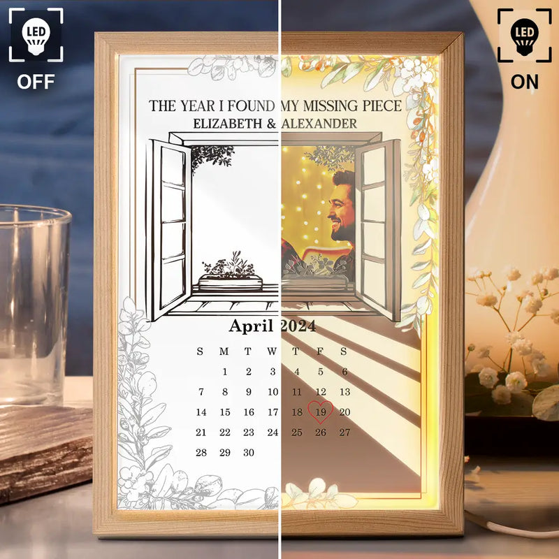 Dessin au crayon photo personnalisé Couple L'année de notre mariage Light Painting - Cadre photo lumineux personnalisé