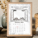 Dessin au crayon photo personnalisé Couple L'année de notre mariage Light Painting - Cadre photo lumineux personnalisé