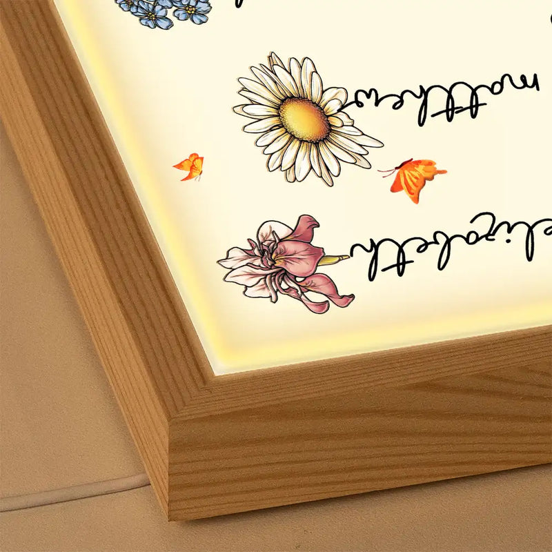 Gift For Grandma, Gift For Mother - Grandma's Garden Birth Month Flowers - Personalized Light Up Picture Frame