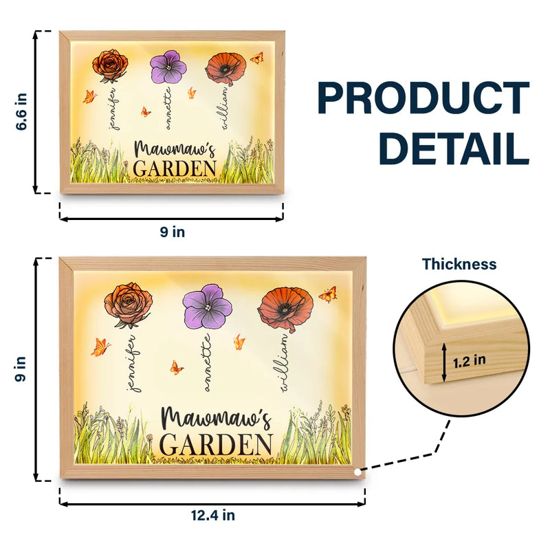 Gift For Grandma, Gift For Mother - Grandma's Garden Birth Month Flowers - Personalized Light Up Picture Frame