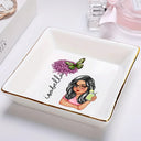 Birth Month Flowers Butterflies Woman Bloom Where You're Planted - Personalized Ring Dish