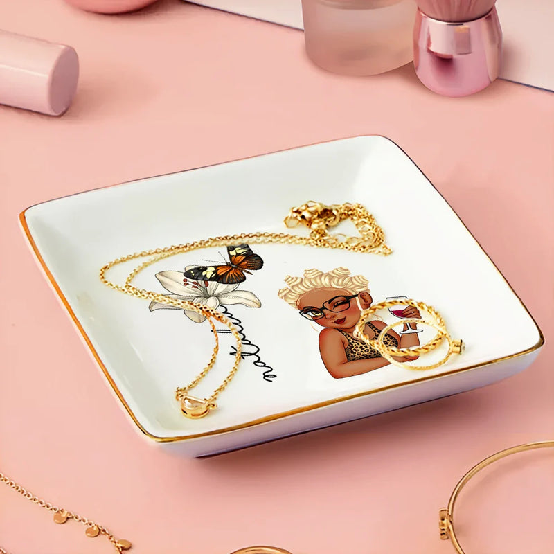 Birth Month Flowers Butterflies Woman Bloom Where You're Planted - Personalized Ring Dish