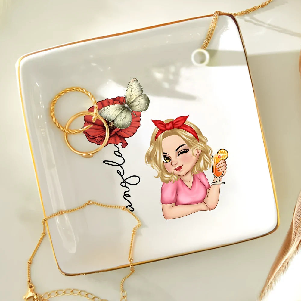 Birth Month Flowers Butterflies Woman Bloom Where You're Planted - Personalized Ring Dish