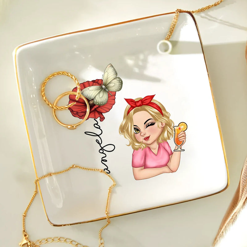 Birth Month Flowers Butterflies Woman Bloom Where You're Planted - Personalized Ring Dish