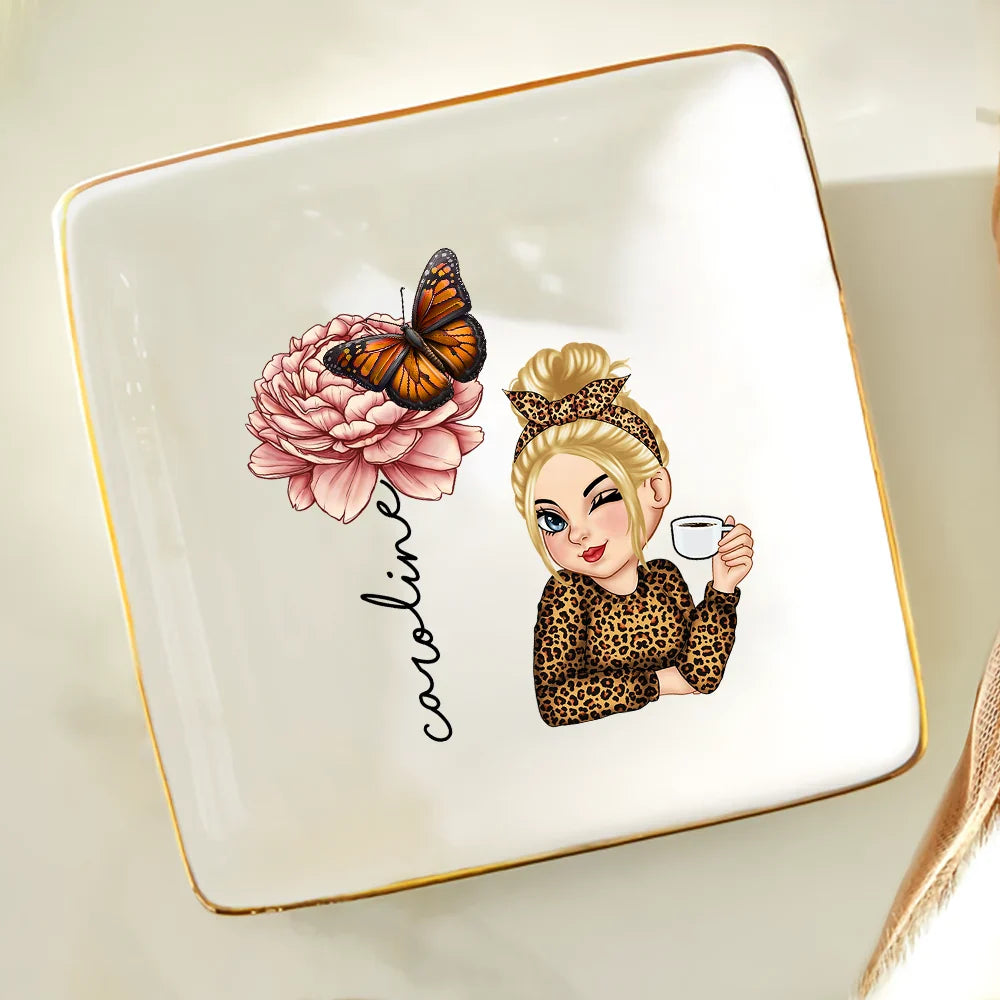 Birth Month Flowers Butterflies Woman Bloom Where You're Planted - Personalized Ring Dish