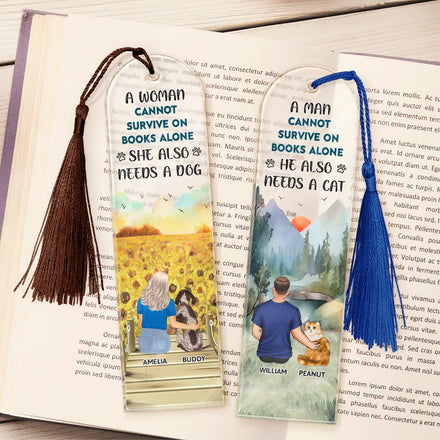 Une femme ne peut pas survivre uniquement avec des livres, elle a aussi besoin d'un chien - Marque-page acrylique personnalisé