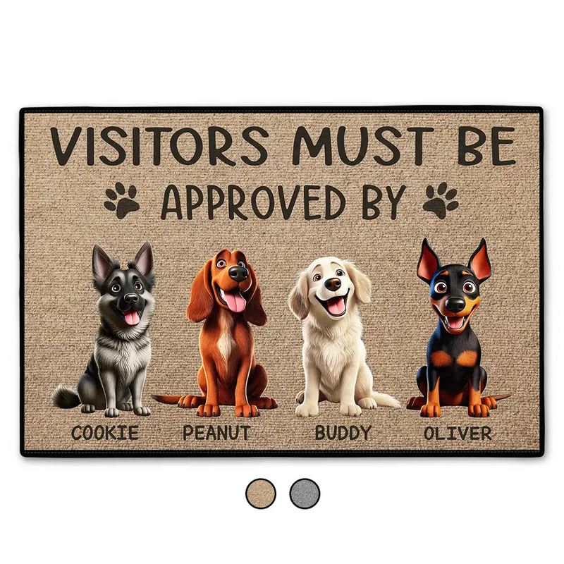 Pet Lovers, Dog Mom, Dog Lovers, Dog Dad - Visitors Must Be Approved By Dogs 3D Effect - Personalized Doormat
