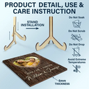 Gift For Couples, Gift For Husband, Gift For Wife - Custom Photo Pencil Drawing Carved In Love Couple You + Me = Forever - Personalized 2-Layered Wooden Plaque With Stand