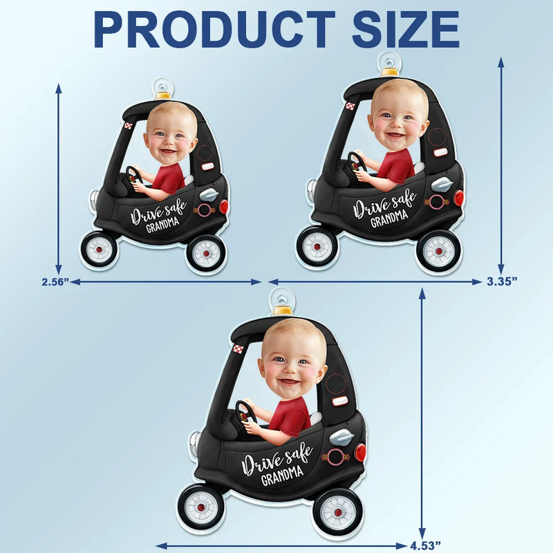 Gift For Father,Gift For Grandpa,Gift For Husband - Custom Photo Drive Safe Daddy 3D Effect - Personalized Acrylic Car Hanger
