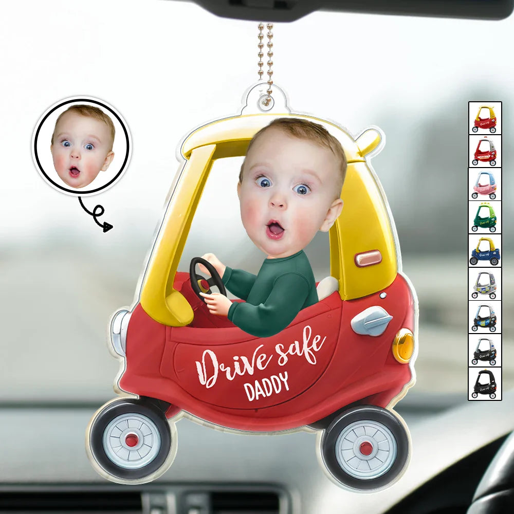 Custom Photo Drive Safe Daddy 3D Effect - Personalized Acrylic Car Hanger