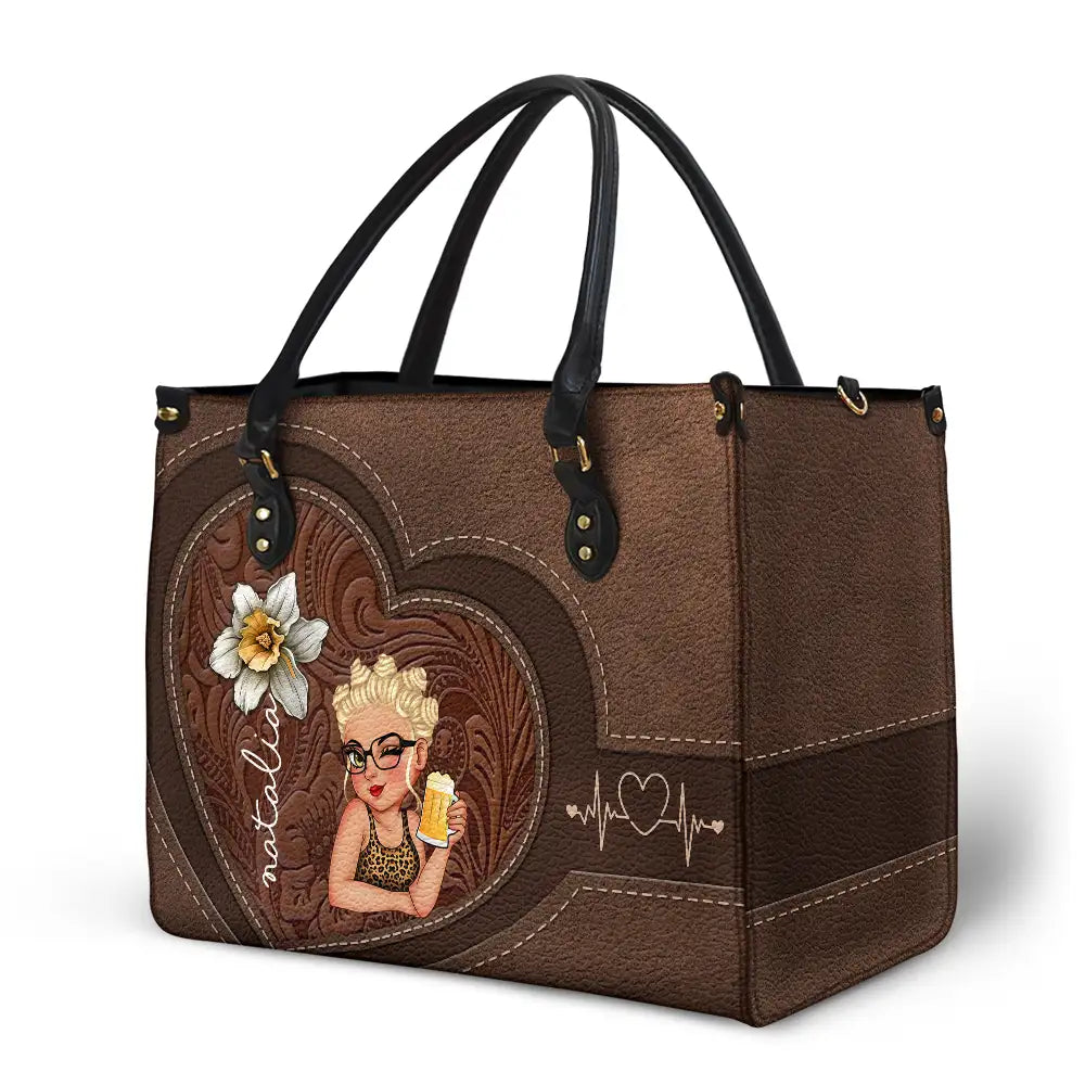 Gift For Women, Gift For Mother, Gift For Grandma, Gift For Yourself - Birth Flowers Bloom Where You're Planted Woman Mom Grandma - Personalized Leather Bag