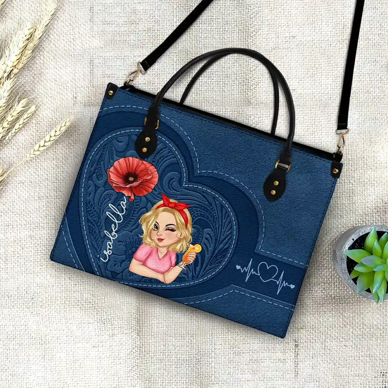Gift For Women, Gift For Mother, Gift For Grandma, Gift For Yourself - Birth Flowers Bloom Where You're Planted Woman Mom Grandma - Personalized Leather Bag