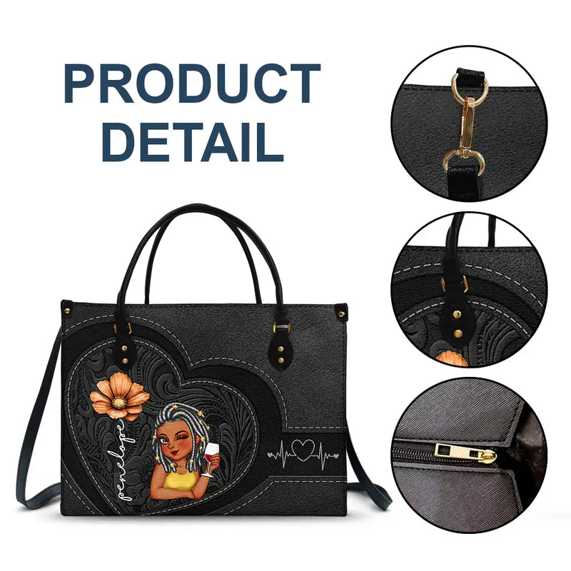 Gift For Women, Gift For Mother, Gift For Grandma, Gift For Yourself - Birth Flowers Bloom Where You're Planted Woman Mom Grandma - Personalized Leather Bag