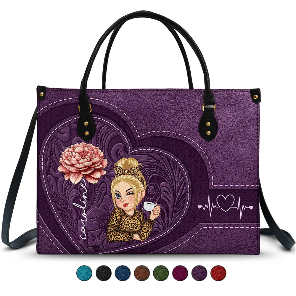 Gift For Women, Gift For Mother, Gift For Grandma, Gift For Yourself - Birth Flowers Bloom Where You're Planted Woman Mom Grandma - Personalized Leather Bag