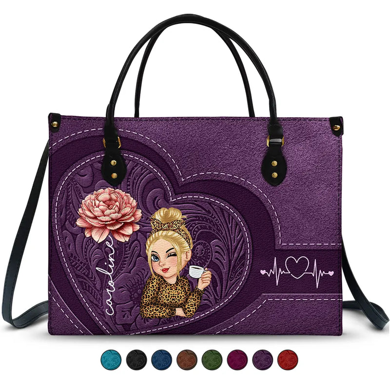Gift For Women, Gift For Mother, Gift For Grandma, Gift For Yourself - Birth Flowers Bloom Where You're Planted Woman Mom Grandma - Personalized Leather Bag