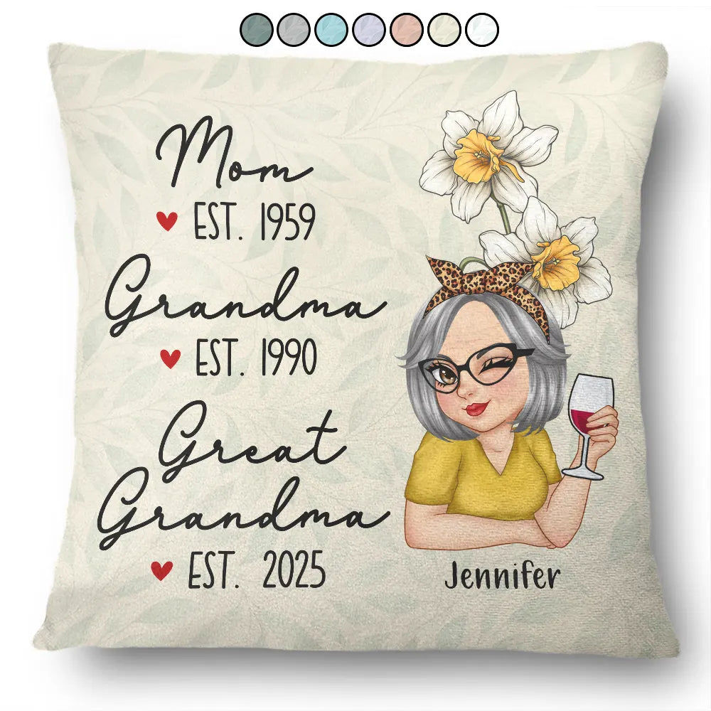 Birth Flower Mom Grandma Great Grandma - Personalized Pillow