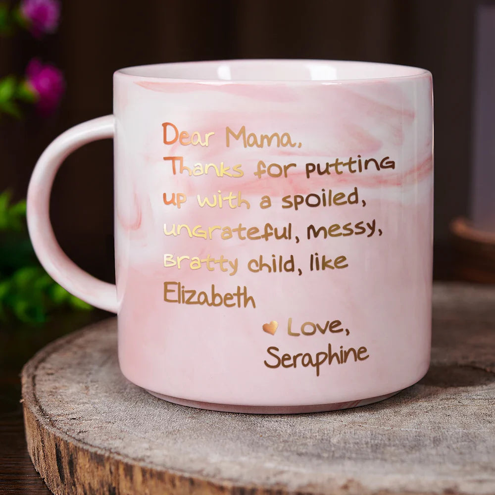 Gift For Mother - Mom Thanks For Putting Up With My Sibbling From Favorite Child - Personalized Marble Mug