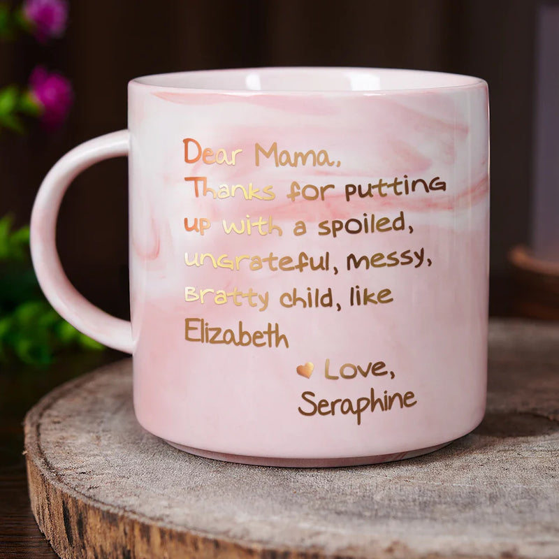 Gift For Mother - Mom Thanks For Putting Up With My Sibbling From Favorite Child - Personalized Marble Mug