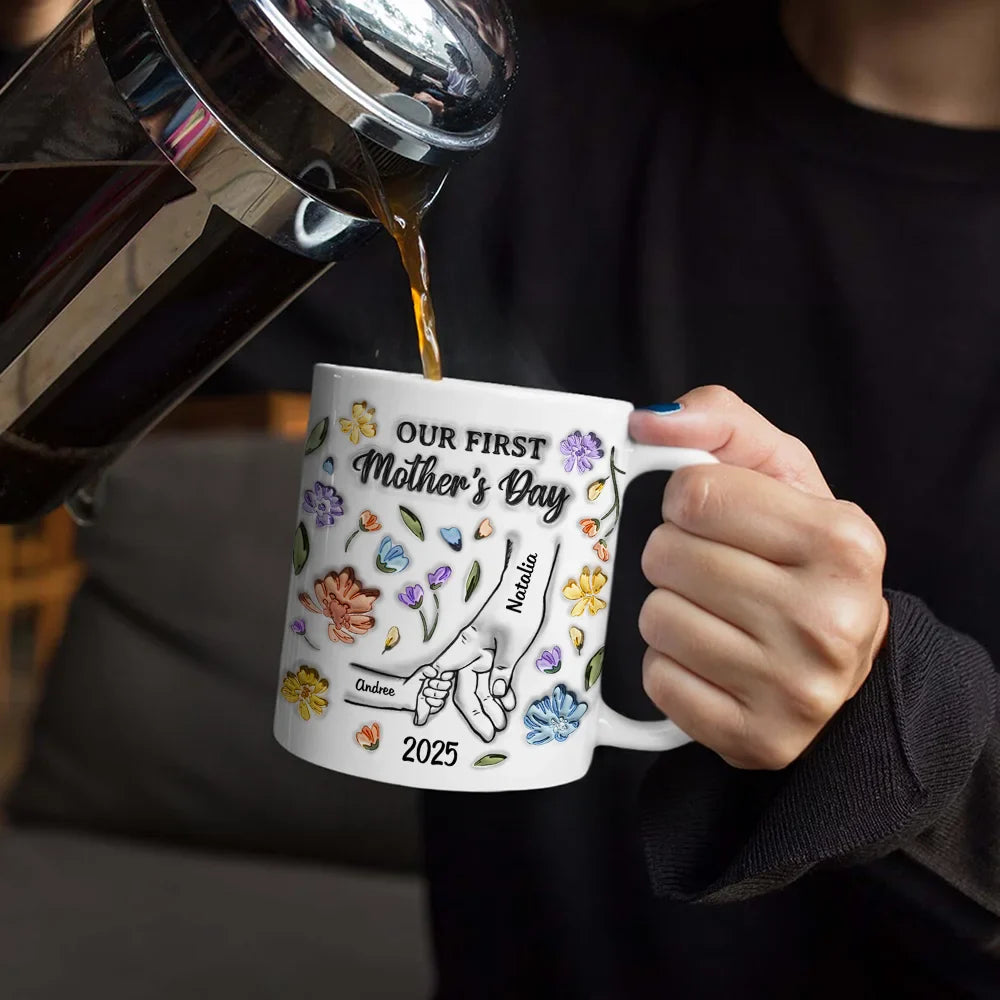 New Mom,New baby,Gift For Mother,Love - Our First Mother's Day - 3D Inflated Effect Printed Mug, Personalized White Edge-to-Edge Mug
