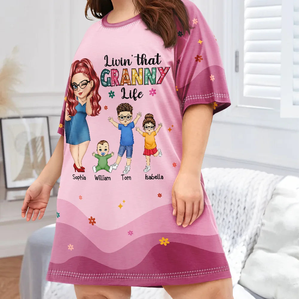 Gift For Grandma,Love,Gift For Mother - Living That Grandma Life - Personalized Women's Sleep Tee