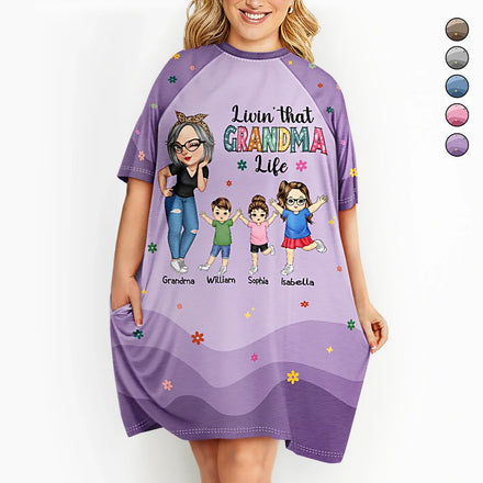 Vivre la vie de grand-mère - T-shirt de nuit personnalisé pour femme
