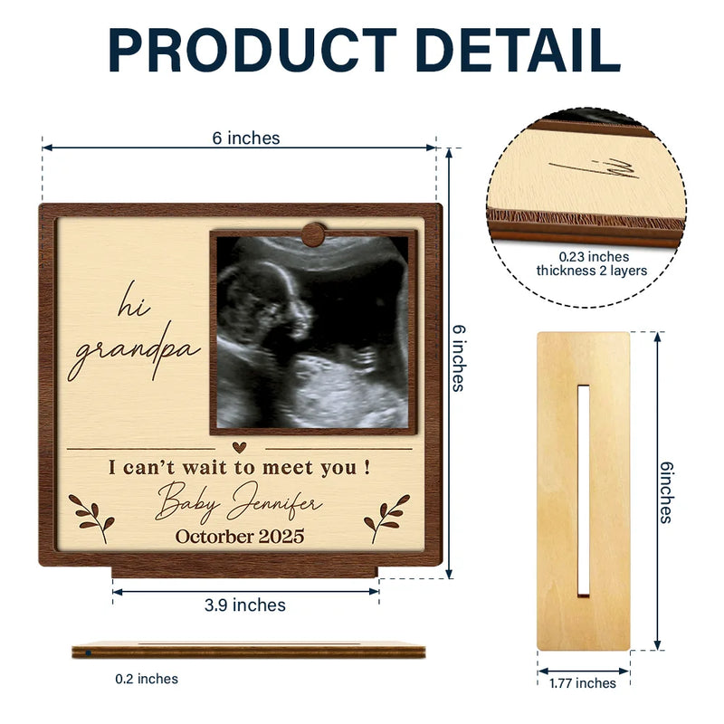 Expecting Dad,Pregnant Mom,Love,Gift For Grandparents,Parents,Gift For Father,Gift For Mother - Custom Photo I Can't Wait To Meet You Expecting Parents Grandparents - Personalized Custom Shaped 2-Layered Wooden Plaque