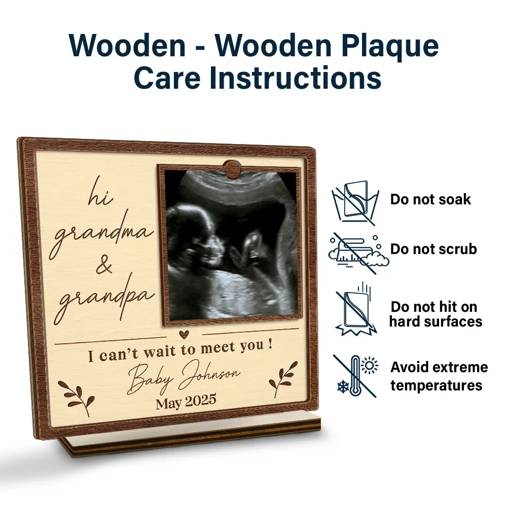 Expecting Dad,Pregnant Mom,Love,Gift For Grandparents,Parents,Gift For Father,Gift For Mother - Custom Photo I Can't Wait To Meet You Expecting Parents Grandparents - Personalized Custom Shaped 2-Layered Wooden Plaque