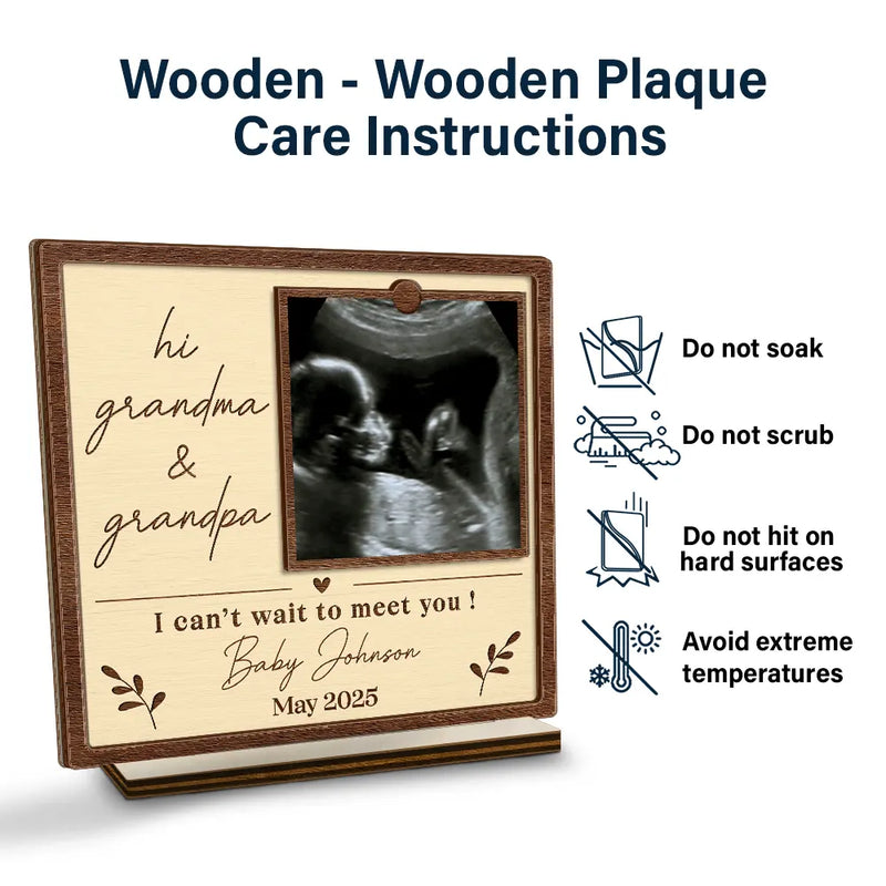 Expecting Dad,Pregnant Mom,Love,Gift For Grandparents,Parents,Gift For Father,Gift For Mother - Custom Photo I Can't Wait To Meet You Expecting Parents Grandparents - Personalized Custom Shaped 2-Layered Wooden Plaque